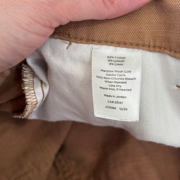 Talbots Cargo Pant 14P Khaki Linen Capri Super Soft Utility Wide Leg Baggy Crop - Picture 11 of 11